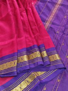 Red And Blue Pure Silk Kanchipuram Saree