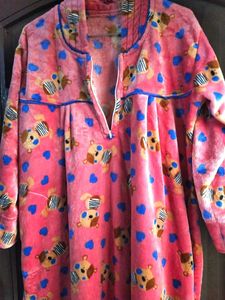 Fleece Cute Bear Print Nighty