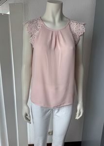 ZARA PINK LACE EMBROIDERY DETAIL SLEEVES LIGHT