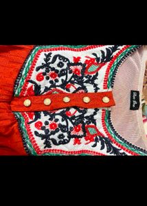 Embroidered Orange Kurti