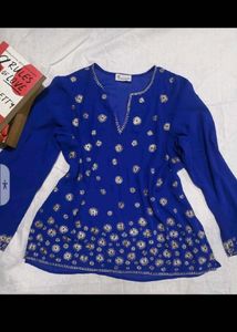 Blue Embroidered Kurta Top🧿