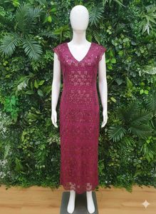 Elegant Burgundy Lace Dress