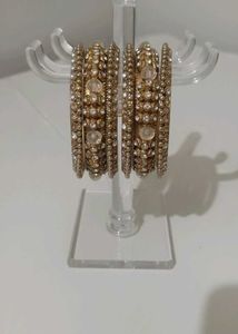 Golden Crystal Bangles (Set of 2)