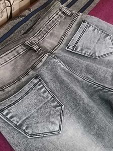 Graphic Printed Grey Denim Jeans