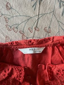 Red Dress with Lace Collar