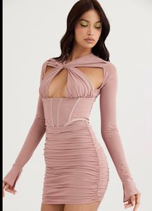 Mauve Cutout Corset Mini Dress