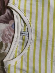 Fame forever women yellow striped cotton tshirt