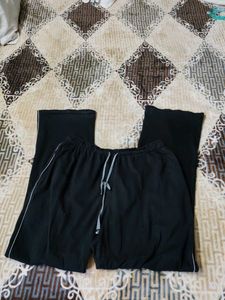 Black Track Pants with White Stripe