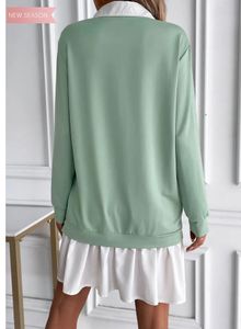 Sage Green Mini Shirt ruffle Dress