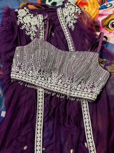 Purple Crop Top 3 Peace Dhoti Set
