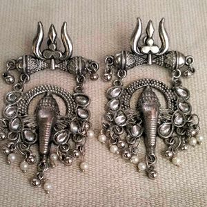Oxidized Ganesha Earrings