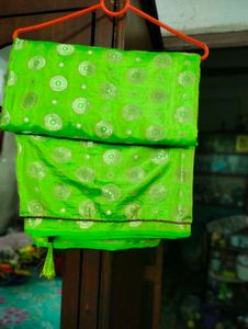 Parrot Green Soft Silk Saree.