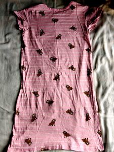 Cute Pink Dog Print Dress