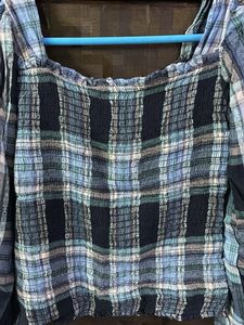 MADAME- BLUE STRIPPED CROP Top