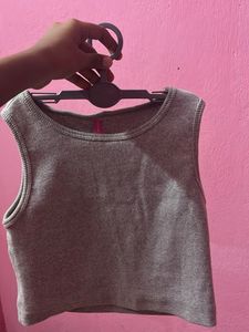 Gray Cropped Tank Top