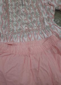 Peach Floral Print Kurti