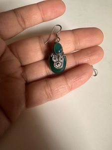Green onyx silver 925 Filigree Earrings
