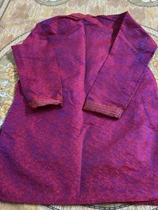 Maroon Embroidered Kurta