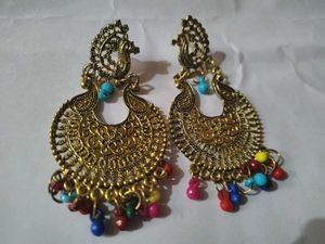 Gold Tone Peacock Earrings