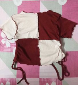 Two-Tone Patchwork Crop Top