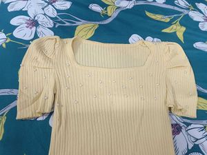 Pretty Yellow Beaded Top