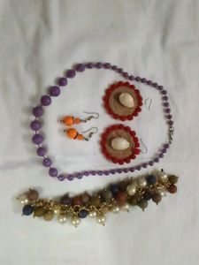 Beaded necklace, 2 earrings and 1 bracelet combo