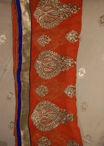 Orange Embroidered Saree