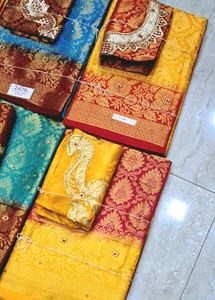 Elegant Red &amp; Gold Saree with Blouse