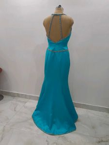 Teal Beaded Mermaid Gown