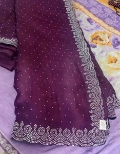Elegant Purple Embellished Saree