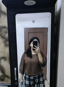 Crop Top | Brown | Knit Type Material