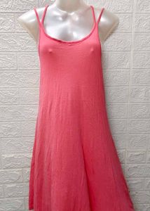 Peach Designer Back Cotton Comfy Dress