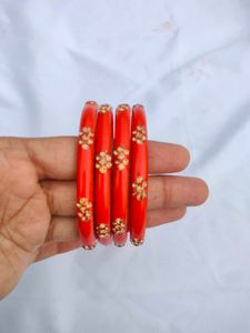 Beautiful Orange Colour Bangles Set Of 4