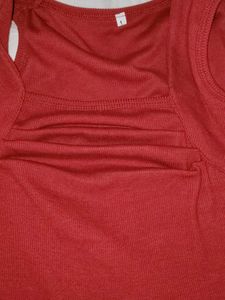 Red Square Neck Tank
