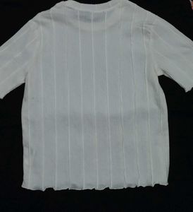 Madame Round Neck Off White Textured Top