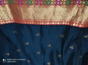 Beautiful Navy Blue Silk Saree With Sirowsky Work