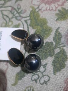 Black Ball Drop Earrings