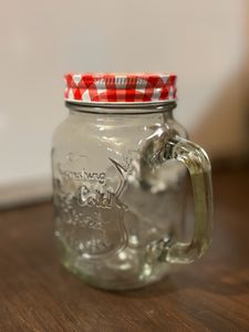 Glass Mason Jar With Red Lid