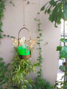 Golden Butterfly Tealight Holder Hanging