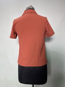 Striped short sleeve blazer