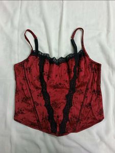 Maroon Lace Corset Top