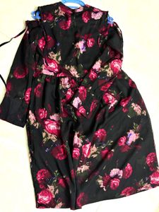 Black Floral Print Dress
