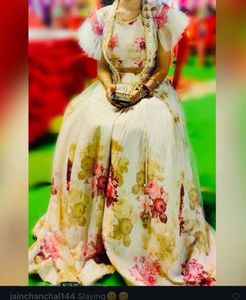 Crop Top Skirt With Net Frill Duppta