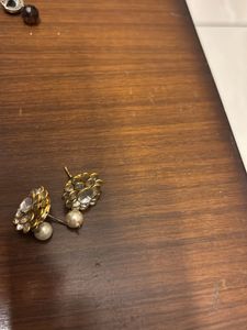 Two Vintage Floral Pearl Drop Earring