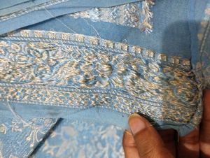 Resham Work Blue Saree ( Pure Chiffon)