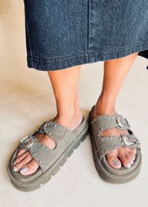 ZARA suede-finish sliders, size 37.