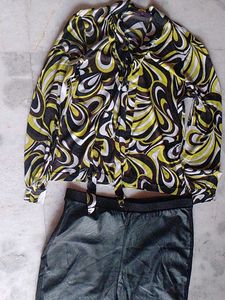 combo of korean top and lether jagging