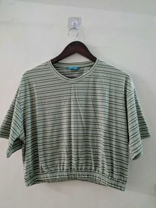 Striped Olive Crop Top