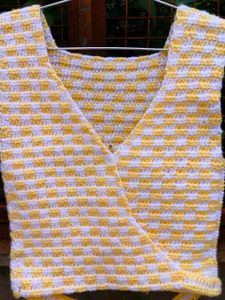 Crochet Wrap Top - Yellow & White