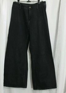 Wide Leg Black Denim Pants